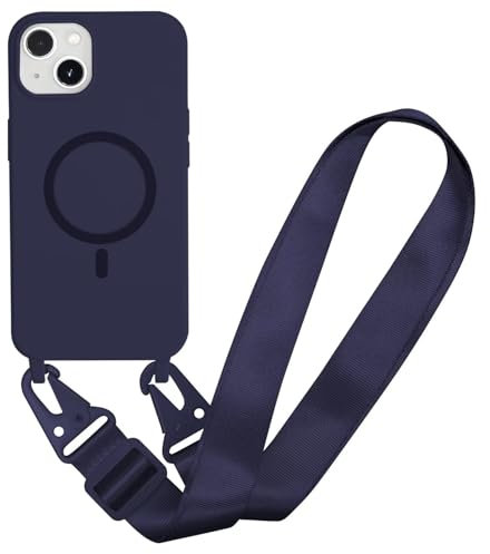 SLWYF Compatible with iPhone XR Wireless Charging, Shockproof Removable Phone Case with Strap Adjustable Neck Cord Necklace Soft Cover for iPhone XR, Navy blue