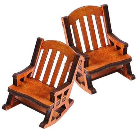 IMIKEYA 2stücke Miniatur-holzschaukelstuhl Puppenhaus Möbel Handgefertigt Realistische Details Langlebiges Holz Puppenhaus-zubehör Für Miniatur-Einrichtung Und Deko