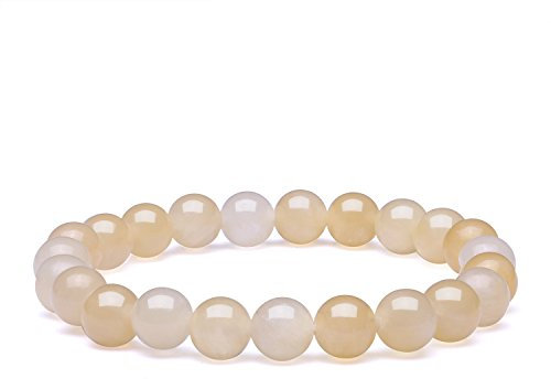 Candyfancy Gelber Jadequarz Armband – 8mm Perlenarmband Damen – Natürlich Stein Armbänder – Heilsteine Armband aus Echte Naturstein Edelstein