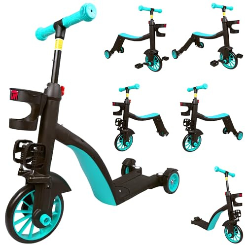 RYDR 6-in-1 Kids Scooter Tricycle Balance Bike – Adjustable Ride-On Toy for Ages 2–6, Converts to 2/3 Wheel Scooter, Trike, Pedal Bike, Adjustable Handle Height with Removable Pedals
