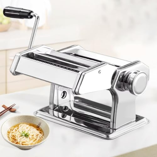 HYZHANHONG Pasta Maker - 9 Thickness Settings Pasta Roller & 2-In-1 Cutter, Stainless Steel Pasta Machine for Spaghetti, Fettuccine, Lasagna - Includes Hand Crank & Table Clamp