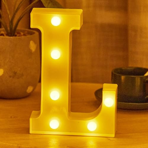 LED Buchstaben 3D Lampe Beleuchtete Buchstabe, Dekorations Nachtlicht Lampe, für Weihnachtslampe, Hochzeit, Party, Geburtstag (L)