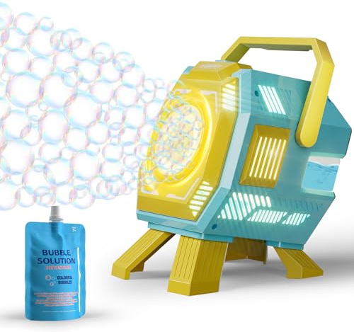 Seifenblasenmaschine mit LED-Licht, Großblasen-Design, 320 ml großer Tank, Tragbare Automatische Seifenblasen Spielzeug für Kinder, Hochzeiten, Geburtstag Party, Indoor & Outdoor Aktivitäten