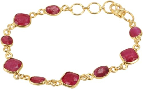 GURU SHOP Indisches Boho Armband, vergoldetes Sterling Silber mit Steinen