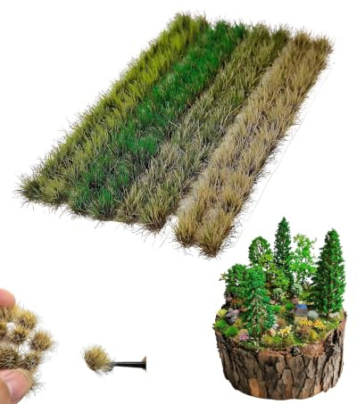 RAVNIX 120 Pezzi Ciuffi d'Erba Miniatura, Erba Static Realistica con Effetto 3D Immediato, Erba UV-Stabile per Diorami, Modellismo Ferroviario e Miniature Dettagliate, Accessori per Modellismo