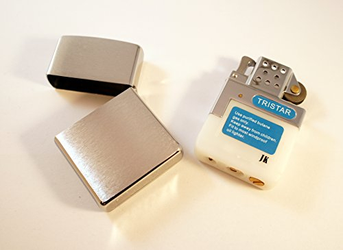Zippo chrome brushed gebürstet ohne Insert mit Reibrad Gaseinsatz