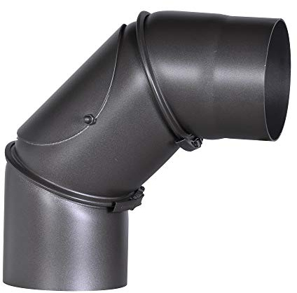FIREFIX RD130/B Ofenrohrbogen aus 2 mm starken Stahl (Rauchrohr) in 130 mm Durchmesser, für Kaminöfen und Feuerstellen, Senotherm, dunkelgrau, 0-90 Grad verstellbar, mit Reinigungstür