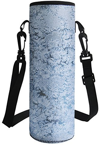 HUGS IDEA Snowflake Print Water Bottle Bag Neoprene Insulated Plastic Bottle Sleeve for Outdoor - L
