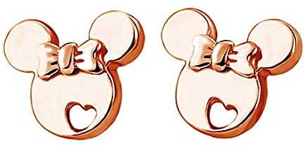 Findout, Ohrstecker Micky Maus, klein, Rosé vergoldet, 925 Sterling Silber, hohl, niedliche Ohrstecker für Mädchen, Artikel 1480rose