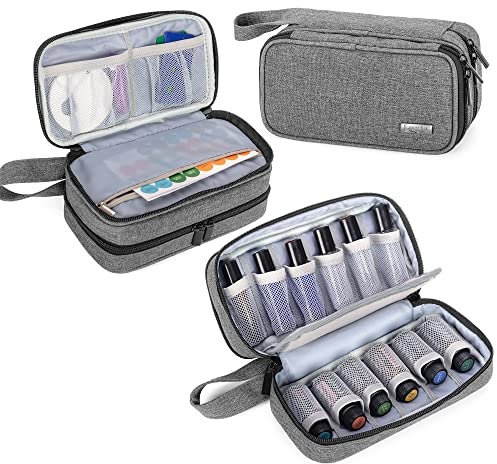 Luxja Ätherische Öl Tasche - Aufbewahrung für 12 Flaschen (5 ml - 15 ml), Enthalten Roller Flaschen, Tasche für Ätherisches Öl und Zubehör (Grau)