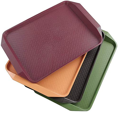 Dynko Bandeja de Comida Rápida 4 Paquetes, Bandeja de Plástico para Servir, Bandeja de Rectangular