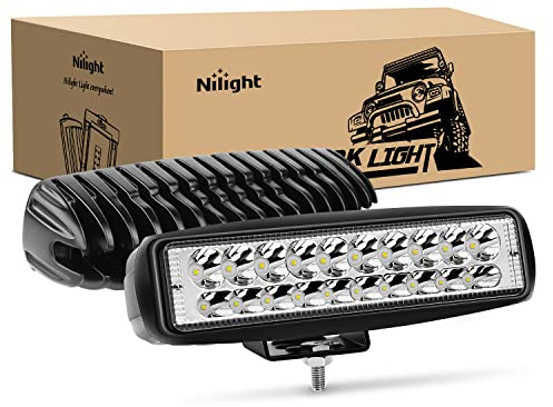 Nilight 2PCS Led Pods 6 Inch 60W Spot Light Bar 3000LM Driving Fog Off Road Lights 12V/24V for Trucks Jeep UTV ATV Marine Boat Golf Cart Trailer