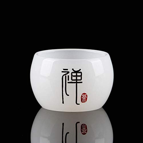 YEZINB Set da tè Kungfu in Porcellana di Giada Bianca Smaltata Lettering Master Piccola Tazza da tè Bicchieri da Collezione Tazze da tè, A