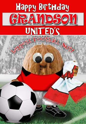 Man United Birthday Card For Grandson - Football Nut - Optional PERSONALISED XL BADGE/QUALITY WRAP - POSTED SAME DAY - FULL COLOUR INSIDE