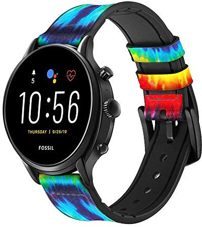 Innovedesire Tie Dye Peace Cinturino in Pelle Smartwatch per Fossil Womens Gen 5E, Womens Gen 4, Hybrid Smartwatch HR Charter Taglia (18mm)