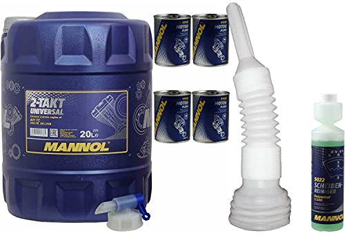 QR-Parts Set 20 Liter 85481818 MN7205-20 CT4503 9900 5022 DIN61 300ml Original MANNOL Motor Flush Scheibenreiniger Konzentrant 1:100 250ml 2-Takt Universal API TC Motorrad Öl