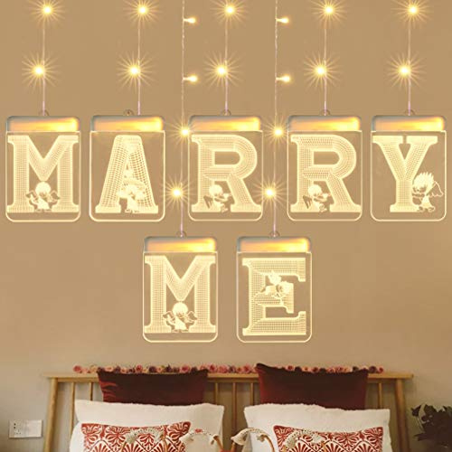 Heirate Mich USB LED Lichterkette für Heiratsanträge, Beige | Acryl Ausführung, Warmweißes Licht, Nachtlampe und Dekoration für Hochzeit