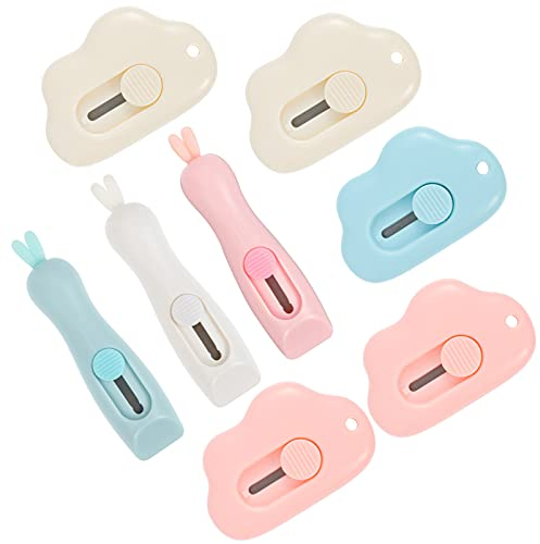EXCEART 8Pcs Mini Versenkbare Utility Messer Box Cutter Brieföffner Tapete Cutter Kunst Messer Handwerk Schneider Cloud Förmigen für Kartons Paket Box (Zufällige Farbe)