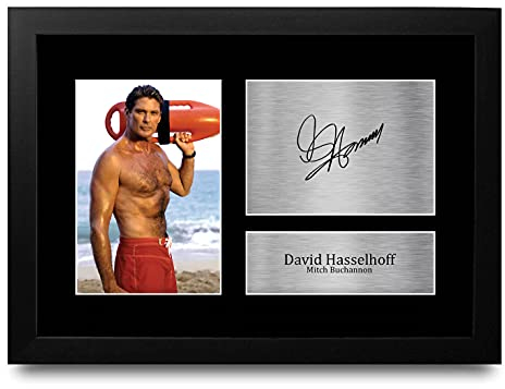 HWC Trading FR A4 David Hasselhoff Baywatch Geschenke Gedruckt Signiert Autogramm Bild Für Fernsehshow Fans - A4 Framed