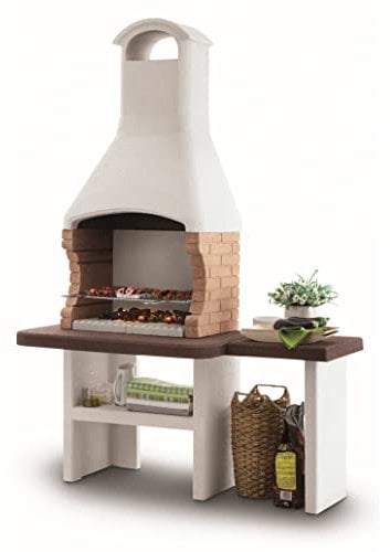 Jesolo 2 Masonry Charcoal BBQ Grill with Side Table - Stone Barbecue for the Garden by Palazzetti