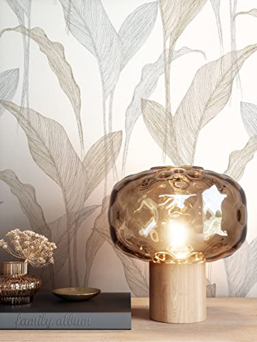 Newroom Tapete Creme Vlies Blätter Dschungel - Tropisch Floral Palmen für Wohnzimmer Schlafzimmer