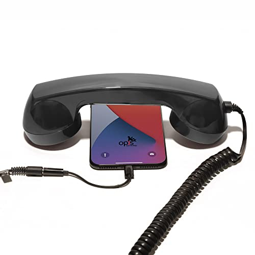 Opis 60s micro - Compatible with iPhone headset with microphone/Retro Headphone with Microphone/retro mobile phone/headset with microphone compatible with iPhone (black)