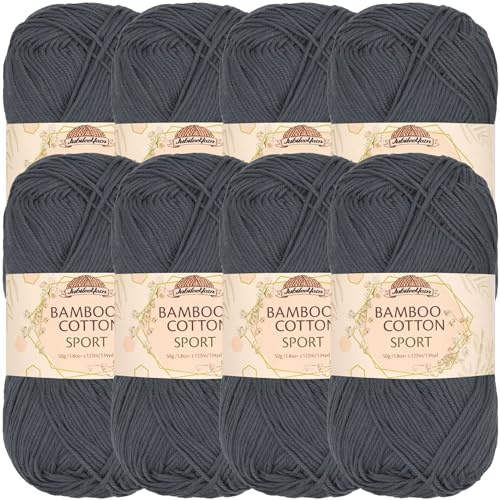 JubileeYarn Bamboo Cotton Sport Yarn - 50g/Skein - Sea Grey - 8 Skeins