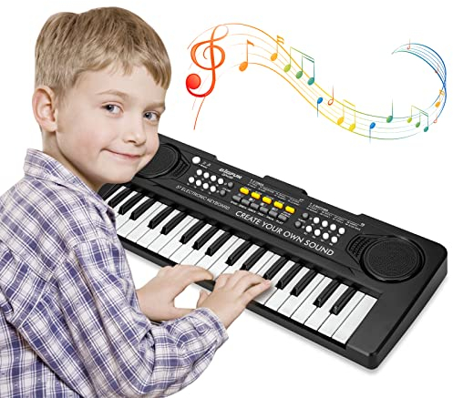 Docam Tastiera per Pianoforte per Bambini, 37 Tasti per Bambini Pianoforte Musicale Regalo Compleanno Giocattoli Educativi Multifunzione Elettronici Portatili per 3 4 5 6 Anni Ragazze Ragazzi (Nero)