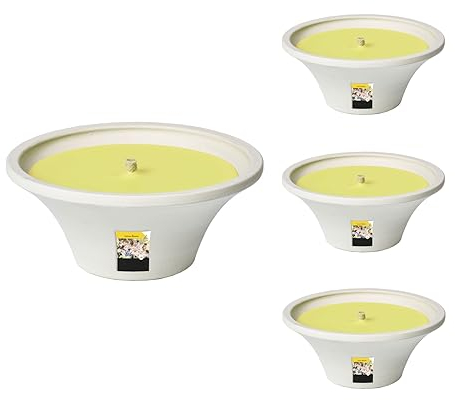 Lot de 4 bols à flammes Lemon Breeze Citronella pour l'extérieur – Bougies d'extérieur Terracotta – Pour votre jardin – Lot de 4 bols à feu – moins de points par les moustiques – Durée de combustion