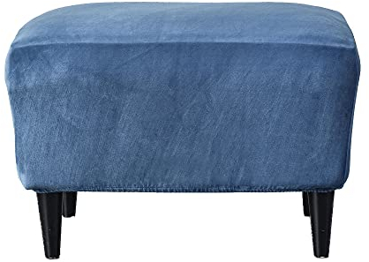 Highdi Ottomane Schonbezug Hockerbezug, Einfarbig Dicker Samt Hocker Hussen für Fußhocker Rechteckig, Stretch Bezug Ottomane Abdeckung Überzug Hocker Protector Hockerabdeckung (Navy blau)