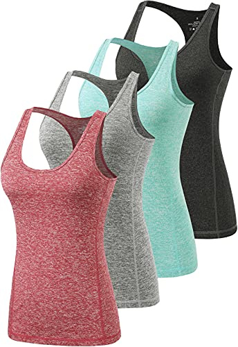 vislivin Sport-Tanktops für Damen Racerback Yoga Athletic Tanks Frauen Lauftraining Gym Unterhemd - 4er Pack