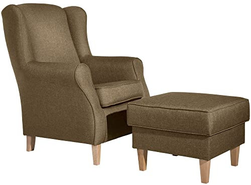 58 aufm Kessel Ohrensessel Karlen Bezug Flachgewebe Buche Natur/Sand 22013