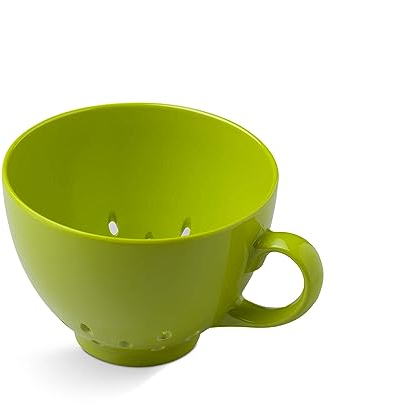 Zeal Berry Colander Cup, Small Hand-held Cup Shape Melamine Strainer/Sieve, for Washing & Draining Fruits, and Berries (10cm) - Lime Green