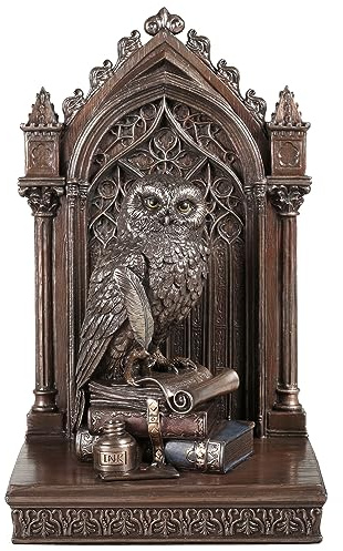 Veronese Design Große Eule der Weisheit, kaltgegossenes Kunstharz, Bronze-Finish, Tierskulptur, 24 cm