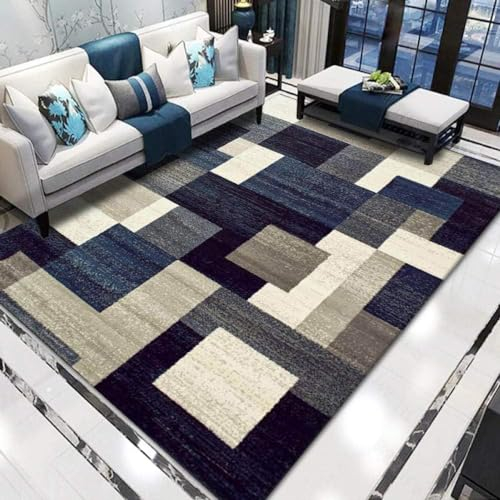 HSLUBI Teppich Wohnzimmer, 160x230cm(63x90inch), Geometrisches Rechteck, Waschbarer Soft-Touch-Teppich FüR Flure, Wohnzimmer, Schlafzimmer Und KüChe.