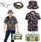 BIQIQI 80er Jahre Outfit Herren 80er Jahre Kleidung Set Rapper Zubehör mit Eimer Hut Gläser Hemd Bauchtasche Faschingskostüme Hip Hop Kostüm Herren 80er 90er Jahre Party Kleidung für Erwachsene L