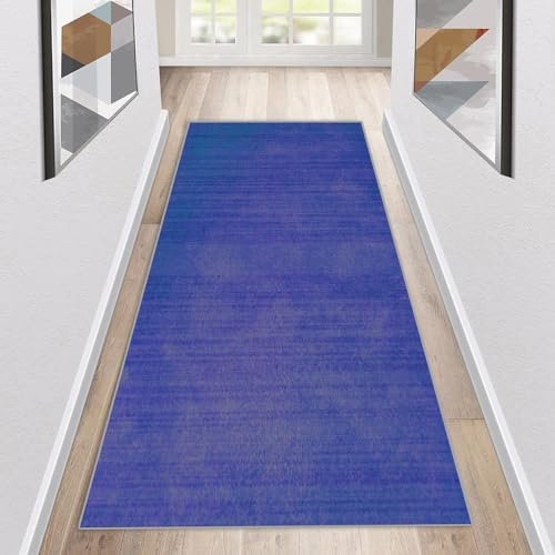 Siunwdiy Tappeto da Cucina blu 3 Metri Moderno Passatoia Cucina Antiscivolo Lavabile,Tappeto Cucina Antiscivolo Tinta Unita Tappeto Corridoio Per Cucina,Camera da Letto,Soggiorno,Blu,60x300cm
