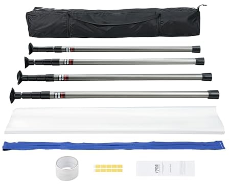 VEVOR Kit de Puerta Antipolvo de 10 x 4 m con Postes Telescópicos Puerta de Protección contra el Polvo de PE 0,9-3 m con Bolsa Magnética Cremallera para Decoración de Interiores de Obras de Renovación