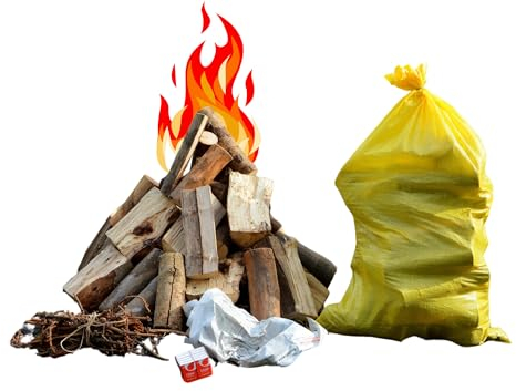 Lagerfeuer Set 30 KG ÖKO Brennholz Anmachholz Kaminholz Sack Kamin Hartholz