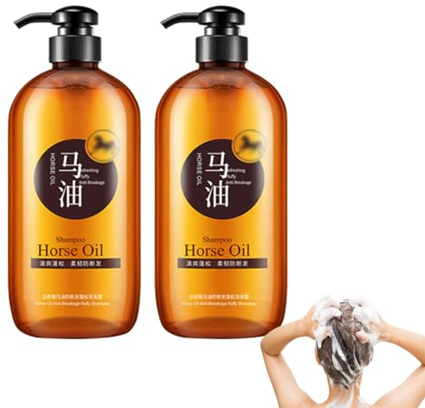 Horse Oil Nourishing Shampoo, Japanese Horse Oil Hair Care Shampoo, Natural Horse Oil Nourishing Shampoo, Nourishing Conditioner for All Types of Hair (2PCS)