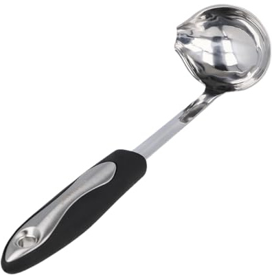 EUROHOME Saucenlöffel CARMEN aus rostfreiem Edelstahl - Soßenkelle mit Ausgießer - Soßenlöffel 28,5 cm mit ergonomischem Griff - Suppenkelle Edelstahl aufhängbar - Spülmaschinengeeignete Saucenkelle