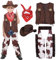 UPZAI Karneval Cowboy Kostüm Kinder: Cowboyhut Kostüm Set mit Hut Halstuch Weste Hose - Cowboy Outfit Jungen für Fasching Carnival Mottoparty Cosplay (XL)