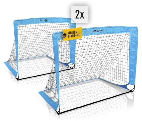 Racetex 2er Fußballtor Kinder Set - Fußball Tore inkl. nützlicher Tasche zum Transportieren - Version mit verstärkten Glasfaserstangen - Fussballtore für den Garten oder Park