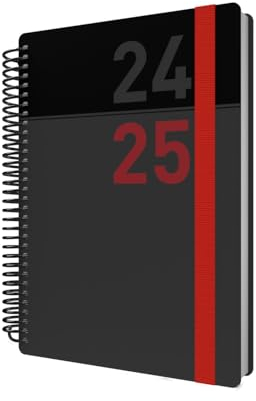 Collins Delta Jahresplaner, A5, Tagesansicht, akademisches Jahr 2024–25, Rot, Tagesmitte für Schüler, Lehrer und Akademiker, FP51M.15-2425, August 2024 bis August 2025