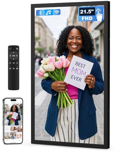 Arktronic - Großer digitaler Bilderrahmen mit 54,6 cm (21,5 Zoll) IPS-FHD-Bildschirm, WiFi-Fernbedienung, Wandhalterung, Schwarz