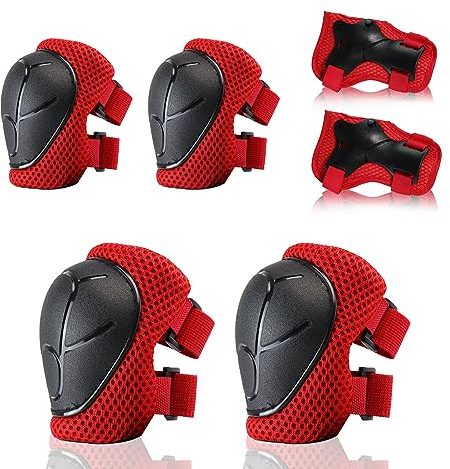 BURSUN Knieschoner Kinder, Verstellbar Schoner Inliner Kinder Knieschützer Protektoren Set knie und Ellenbogenschützer Handgelenkschoner Kinder Schützer für Inliner Fahren Skateboard, 3-8 Jahren