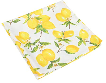 Hoement Lemon Print Tablecloth Square 90x90cm Decorative Table Cover Dust-proof Kitchen Napkin