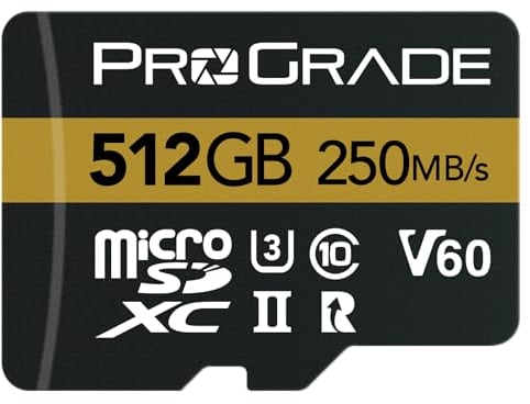 microSD card V60 (512GB) - tested for full size SD card devices | up to 250MB/s reading, 130MB/s write by ProGrade Digital