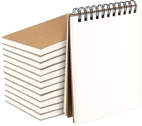 FUNSUEI 12 Stück Klein Notizbuch A6 Spirale, 60 Seiten/30 Blatt Notizblock Klein Blanko, Notizbücher Zeichenblock, Mini Notizheft A6 Skizzenblock für Schreiben Skizzen Notizen
