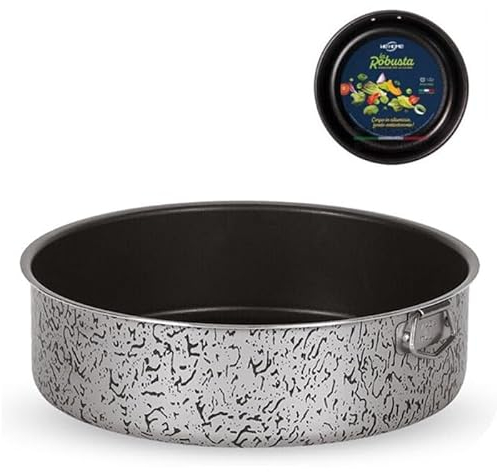 Teglia Rotonda da Forno in Alluminio, Forma Tonda per Torte Pizza Pane Quiche Torte Salate, Professionale, Diametro 32 cm, Antiaderente, Nero